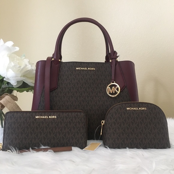 3PCS Michael Kors kinsley satchel wallet&cosmetic - Picture 2 of 8